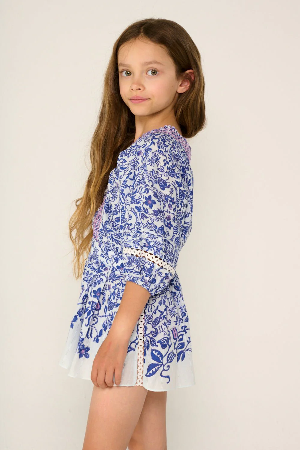Short Jumpsuit Chantal for girls - Blue Tiare - Image 3