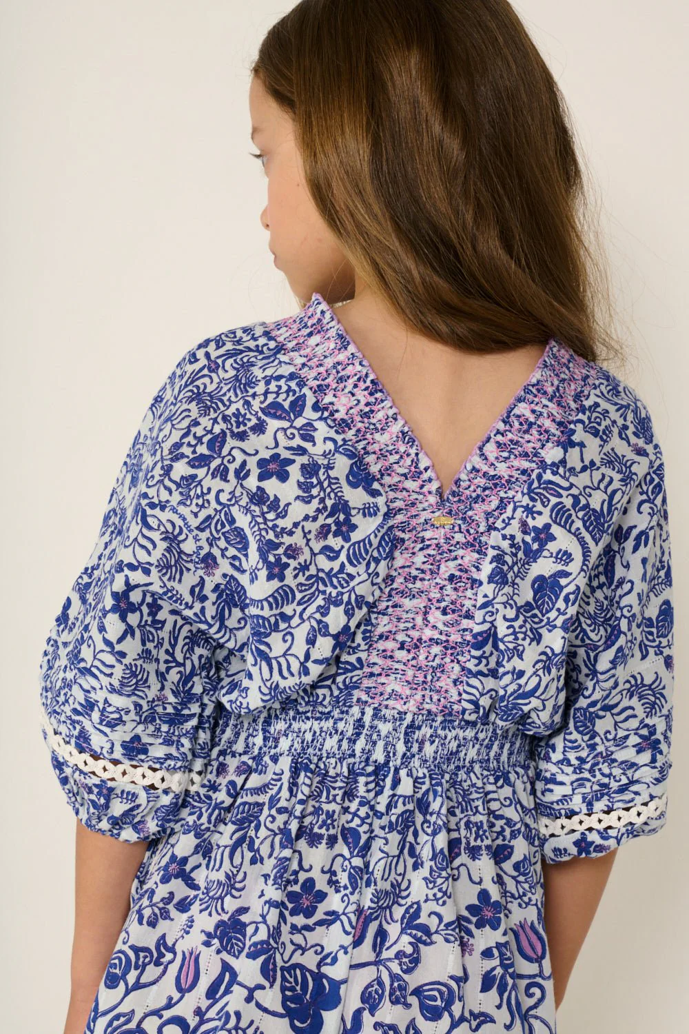 Short Jumpsuit Chantal for girls - Blue Tiare - Image 7
