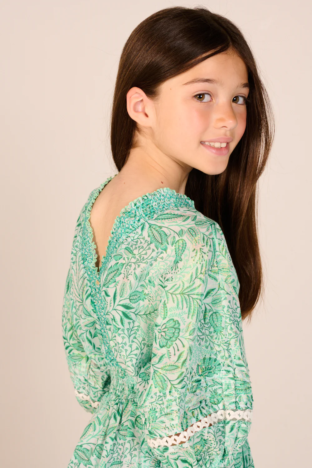 Short Jumpsuit Chantal for girls - Green Palmarosa - Image 6