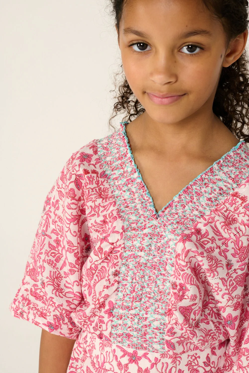 Short Jumpsuit Chantal for girls - Pink Tiare - Image 3