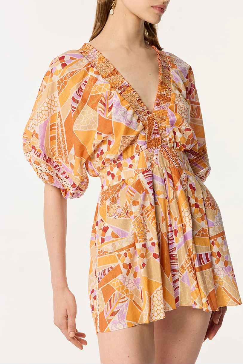 Short Jumpsuit Chantal - Orange Mosaic