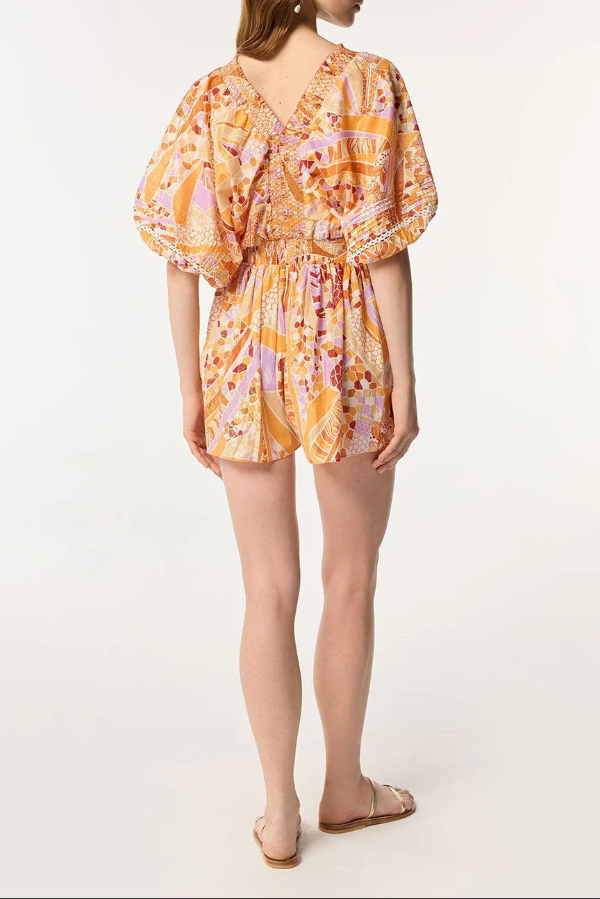 Short Jumpsuit Chantal - Orange Mosaic - Image 4