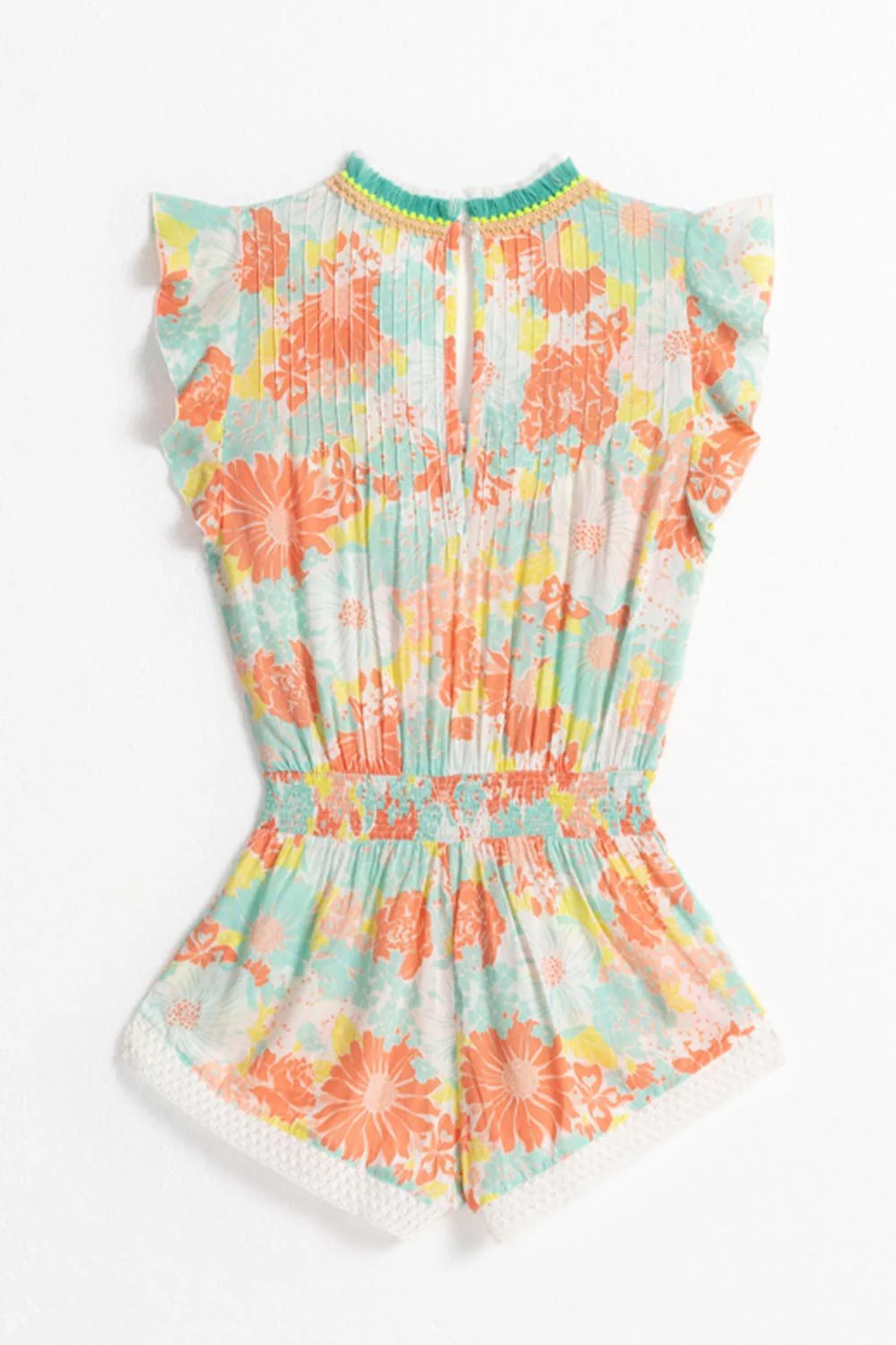 Kids Short Jumpsuit Sasha - Orange Flower Mix - Image 2
