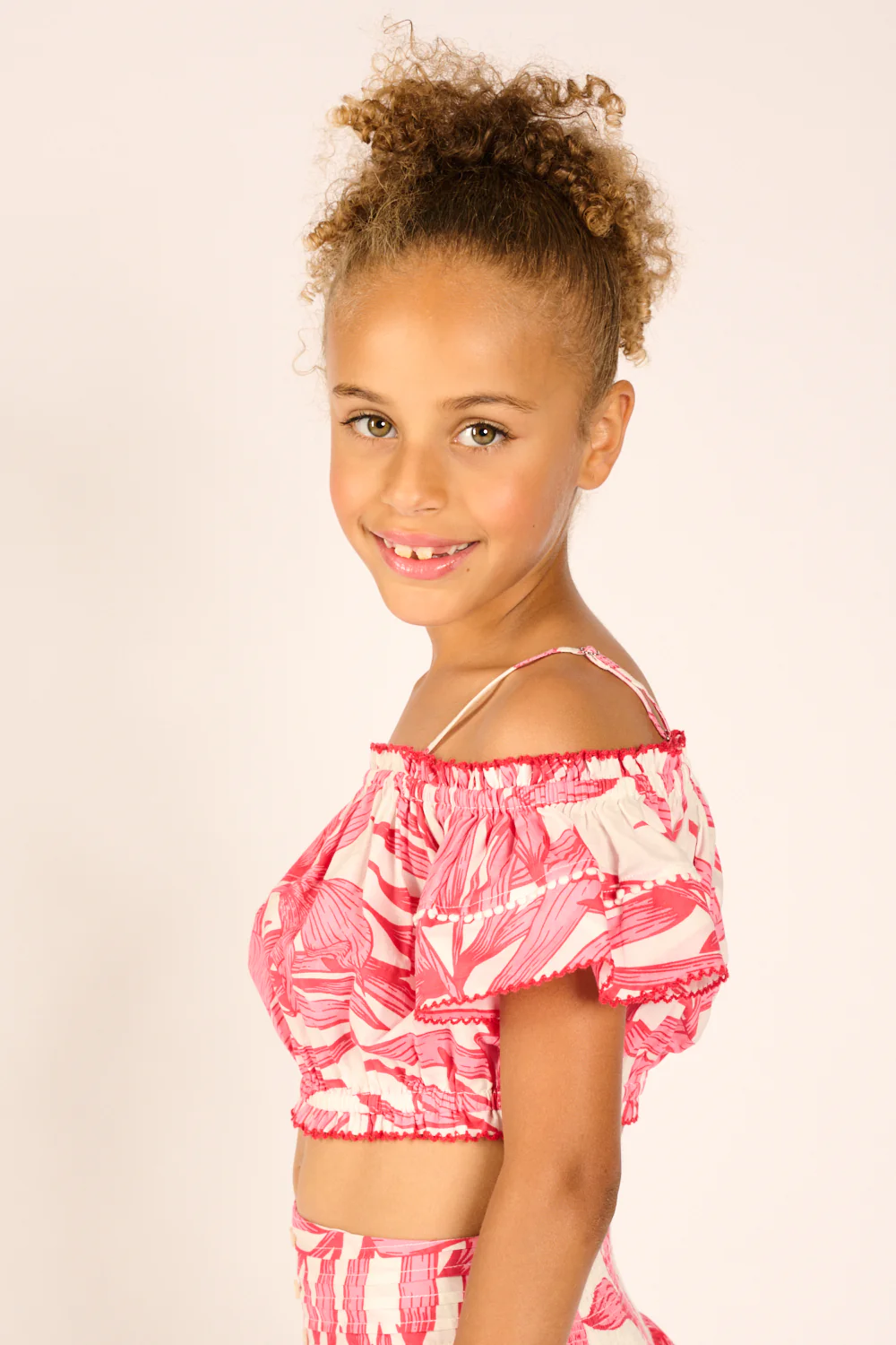 Top Donna for girls - Pink Palm Leaf - Image 2