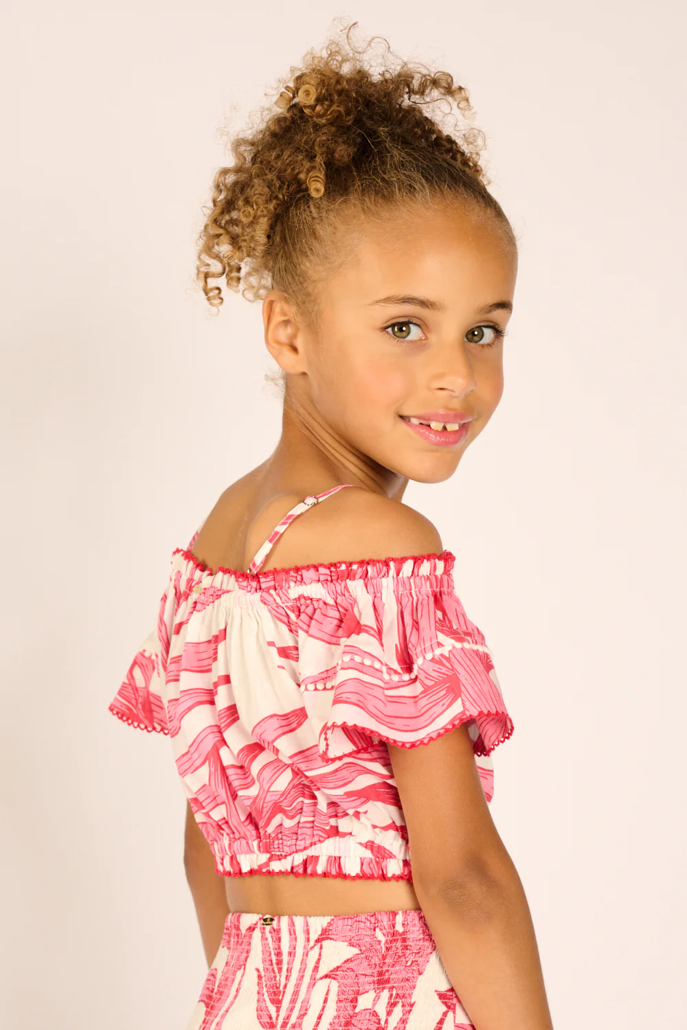 Top Donna for girls - Pink Palm Leaf - Image 3