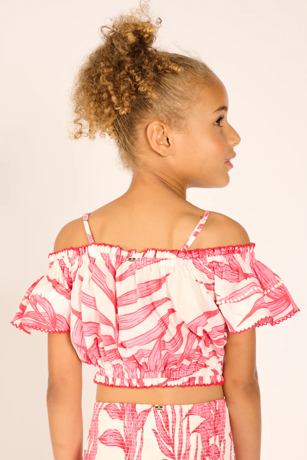 Top Donna for girls - Pink Palm Leaf - Image 4