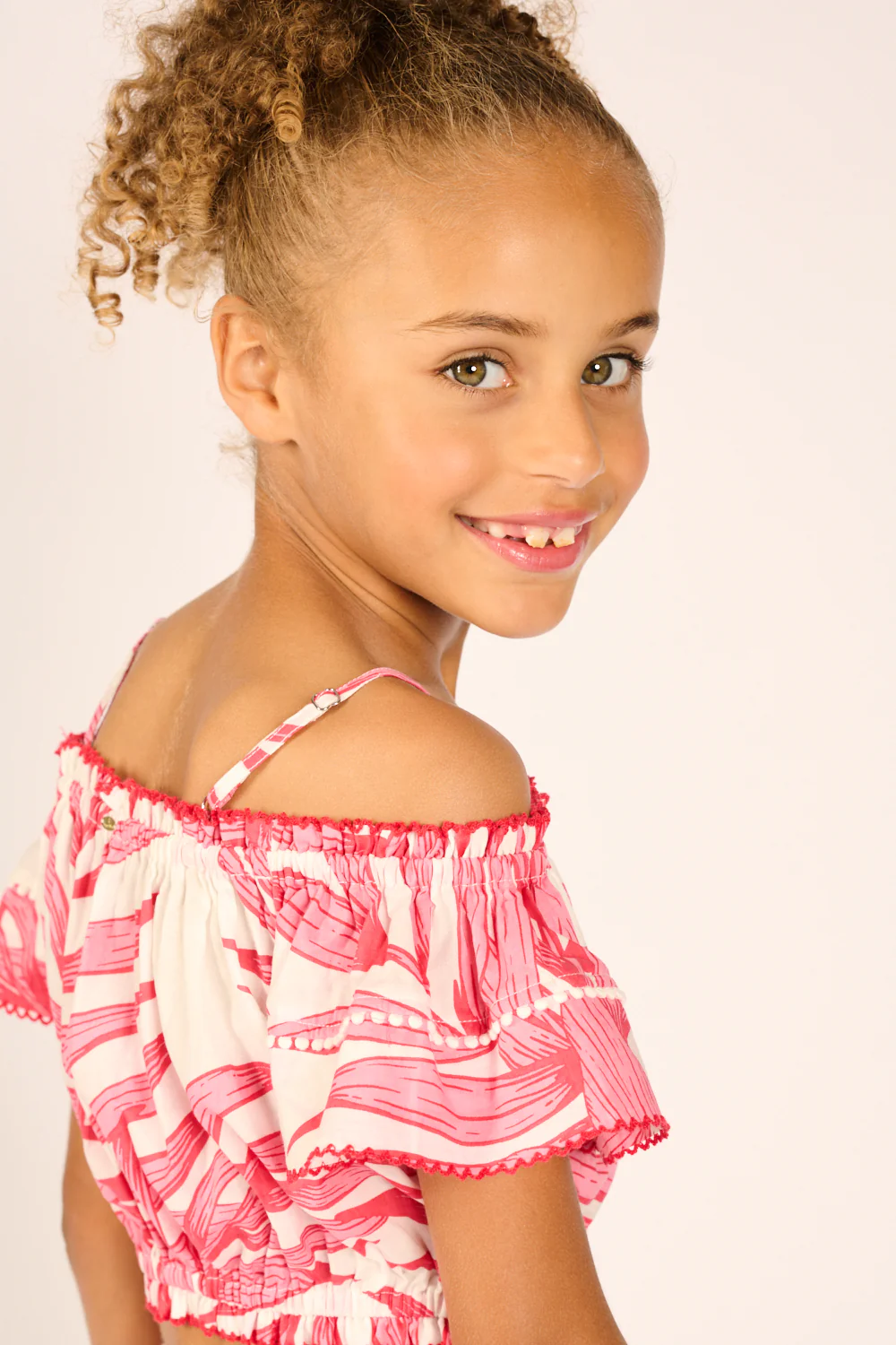 Top Donna for girls - Pink Palm Leaf - Image 5